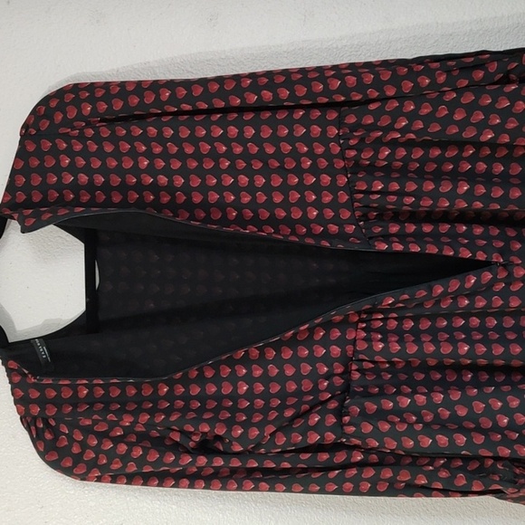 Zara Heart Print Smock Long Sleeve Dress Romper Size S - Picture 7 of 10